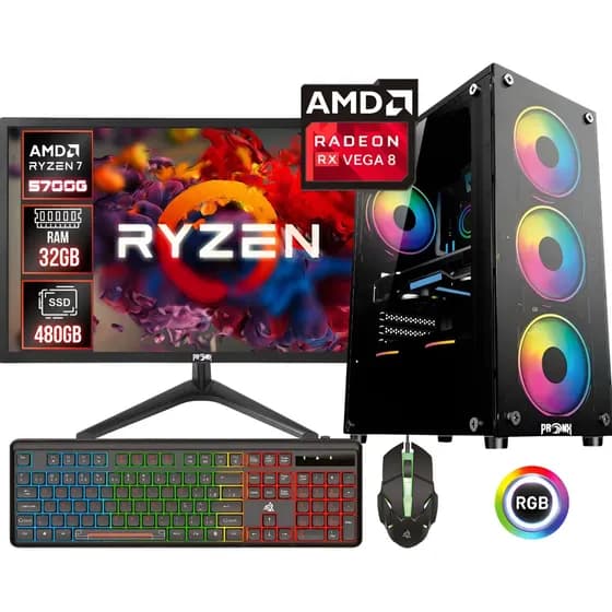 Computador Gamer Pronx Ryzen 7 5700G 32GB RAM 480GB SSD com Monitor 23"