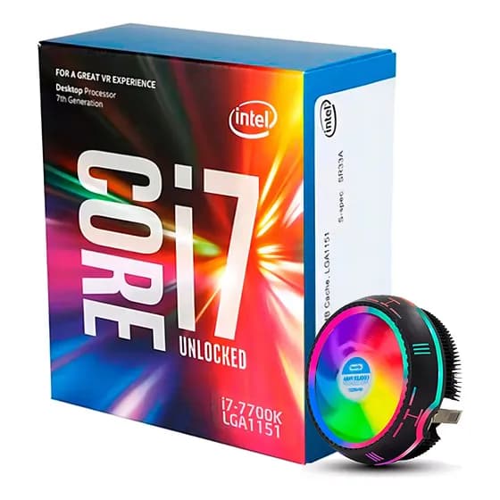 Processador gamer Intel Core i7-7700K CM8067702868535 de 4 núcleos e 4.50GHz de frequência com gráfica integrada + Cooler Gamer RGB
