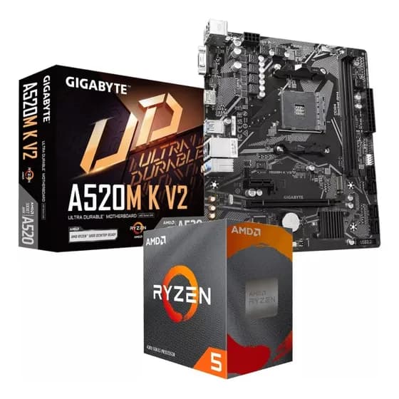 Kit Upgrade Amd Ryzen 5 5600gt 4.6ghz + A520m-k Gigabyte Cor Preto
