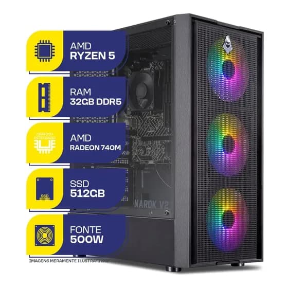 Pc Gamer Mcl, Amd Ryzen 5 8500g, 32gb Ddr5, Ssd M.2 512gb 512 Gb 32 Gb Amd Radeon 740m