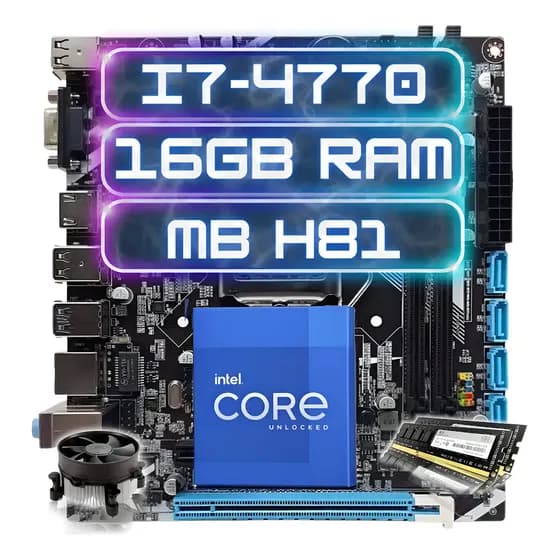 Kit Upgrade Gamer Intel Core I7-4770 Placa Mae H81 16gb Ddr3 Cor Marrom-escuro