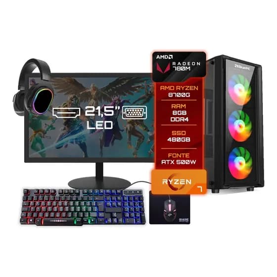 Pc Gamer Completo Amd Ryzen 7 8700g 8gb Ddr5 Ssd 960gb 500w 8 Gb
