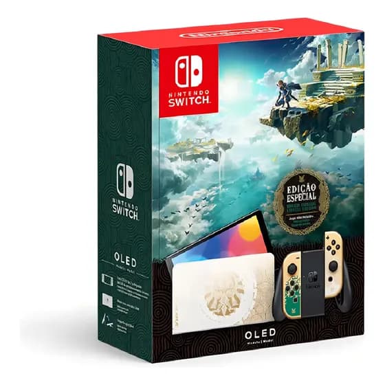 Console Nintendo Switch Oled Zelda Tears Of The Kingdom Cor Dourado