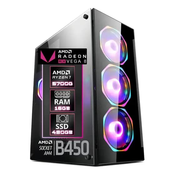 Pc Gamer Fácil Pulse Amd Ryzen 7 5700g Radeon Vega 8 Ssd 480gb 16gb Ddr4 Fonte 500w - Pgf-0150pu