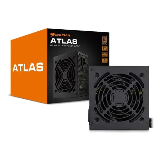 Fonte Cougar Atlas, 650w, 80 Plus Bronze, Atx 3.1, Pfc Ativo Preto
