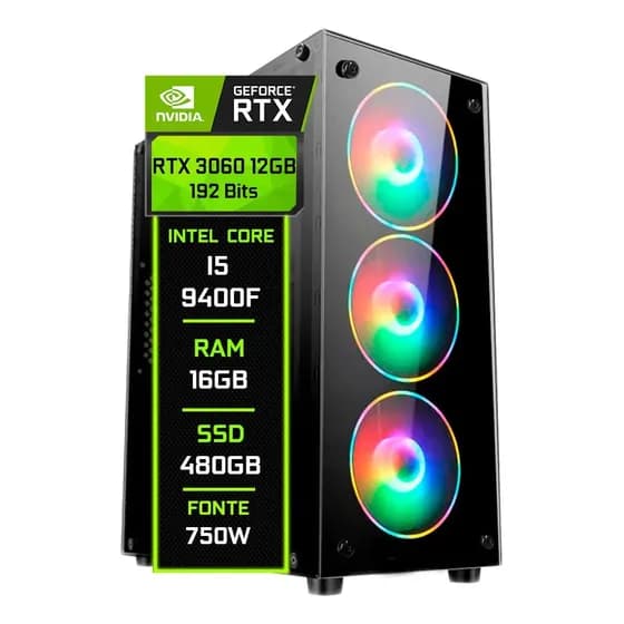 Pc Gamer Intel I5 9400f 16gb (rtx3060 12gb) Ssd 480gb - 750w