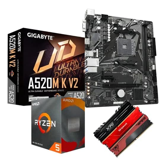 Kit Upgrade Amd Ryzen 5 5600gt 4.6ghz Turbo + A520m-k + 16gb Preto