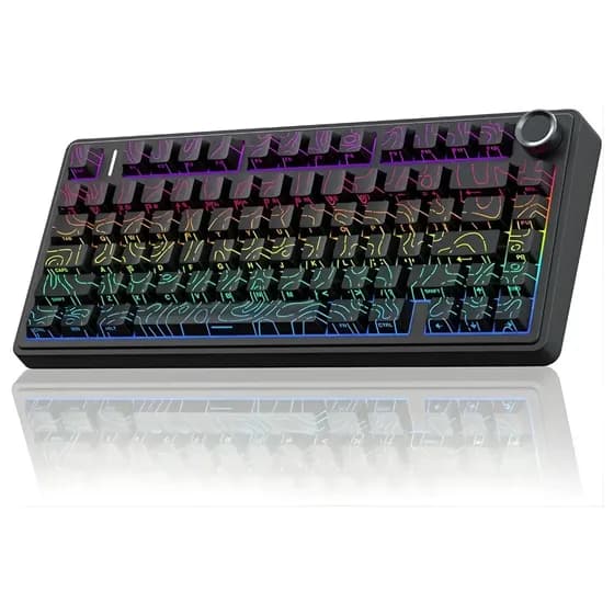 Teclado Mecânico Gamer Sem Fio Aula F75 Rgb Hotswappable Usb-c Dongle Bluetooth Abnt2 Preto Português Brasil Preto Sombra Vision Gaming