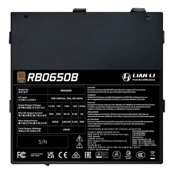 Fonte de Alimentação Lian Li 650W 80 Plus Bronze para PC Gamer