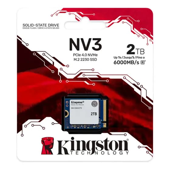Ssd M.2 2230 Kingston Nv3 Mini 2TB Nvme Pcie 4.0 SNV3SM3/2T0 Velocidade De Leitura Até 6000mb/s E Gravação Até 5000mb/s Branco