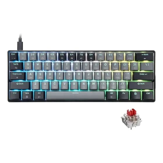 Teclado Mecânico Gamer 60% Com Hotswap Rgb E Switches Vermelhos Usb-c Layout Us