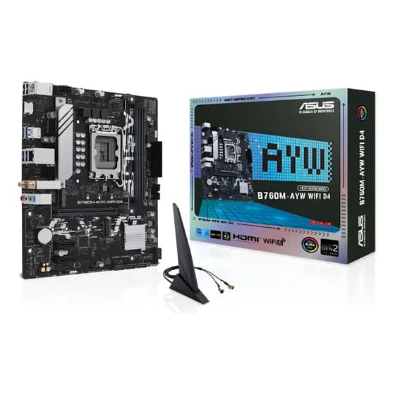 Placa Mãe Asus B760m-ayw Wifi D4, Lga 1700 B760 - Cor Preto
