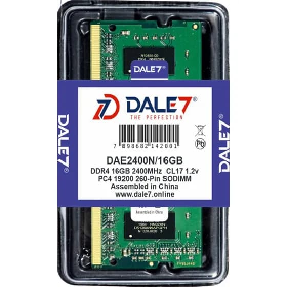 Memória RAM Dale7 DDR4 16GB 2400MHz SODIMM para Notebook