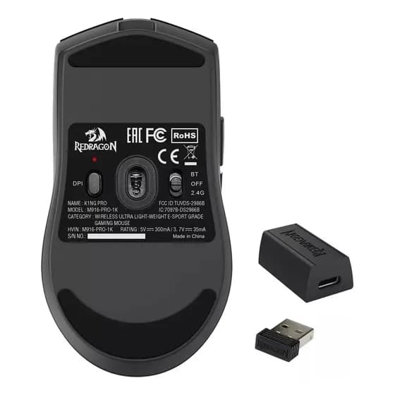 Mouse Gamer Redragon King Pro 1K Preto Preto - M916-PRO-1K