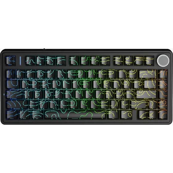 Teclado Mecânico Aula F75 Preto Contorno Gamer 75% Sem Fio Tri Mode Bluetooth 2.4G USB RGB Hotswap Layout US