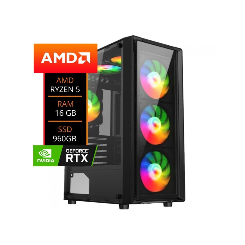 PC Gamer AMD Ryzen 5 7600X , RTX 5060 8GB , 16GB DDR4 (2x8GB) , SSD 960GB Sata