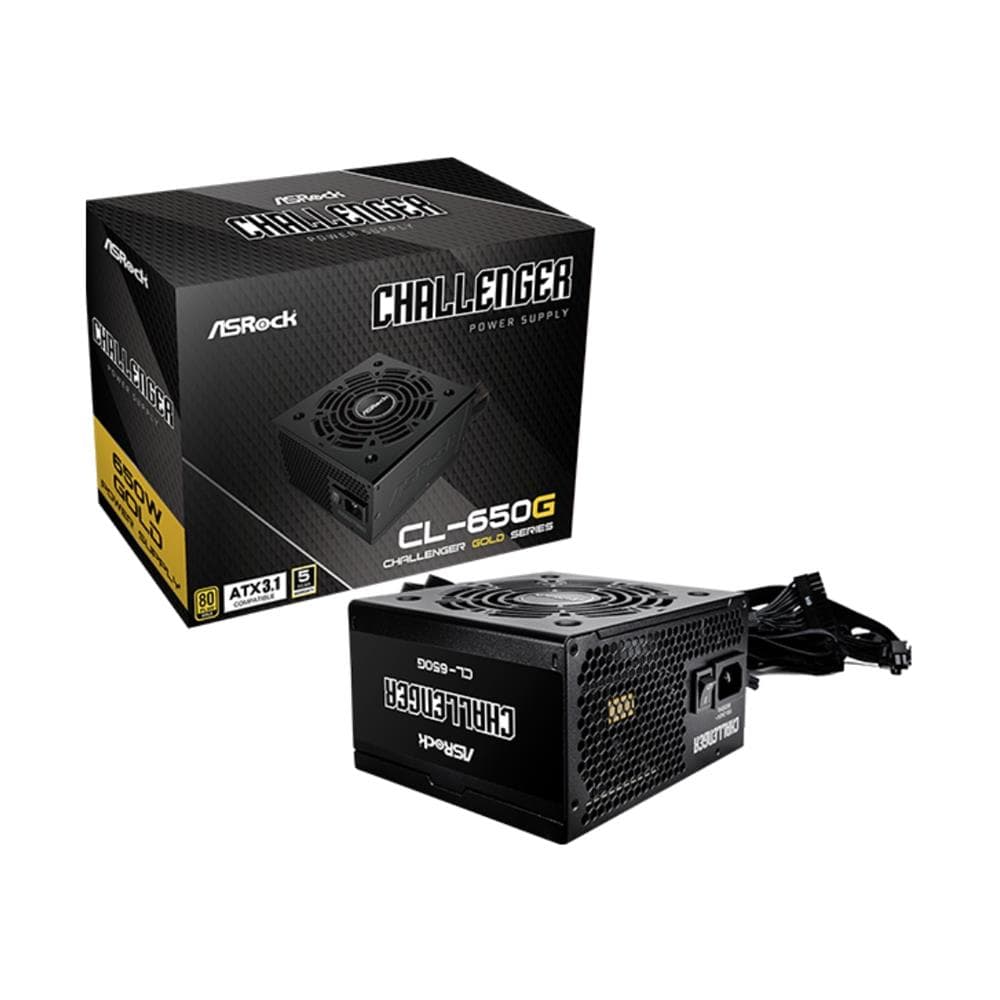 Fonte ASRock Challenger CL-650G , 650W , 80 Plus Gold , ATX 3.1 , PFC Ativo , Preto