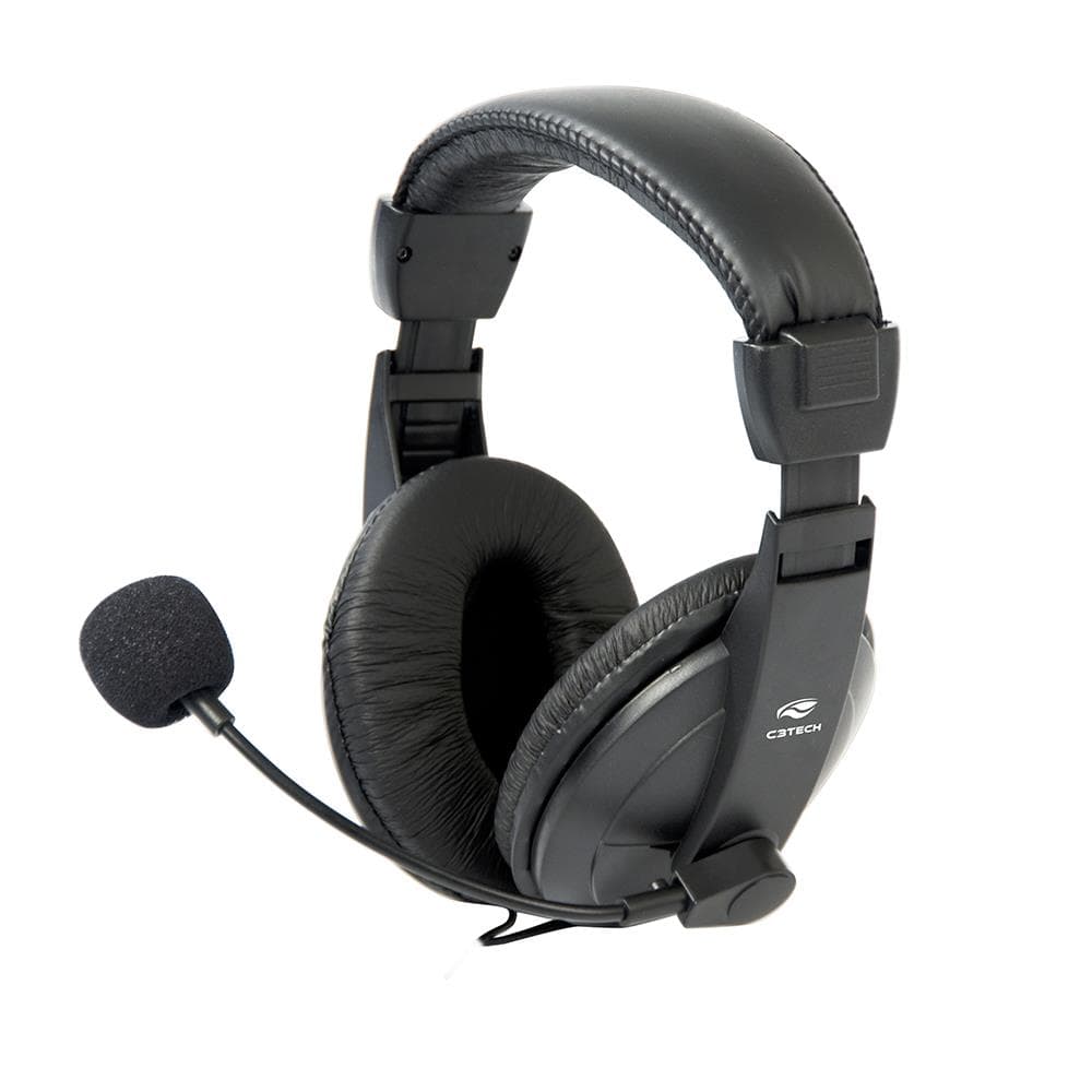 Headset C3Tech Voicer Comfort PH-60BK , Drivers 40mm , 3.5mm , Para PC e Notebook , Over-ear , Preto