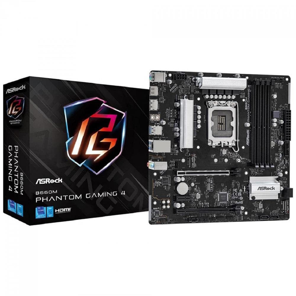 OPENBOX Placa Mãe ASRock B660M Phantom Gaming 4 , Chipset B660 , Intel LGA 1700 , mATX , DDR4