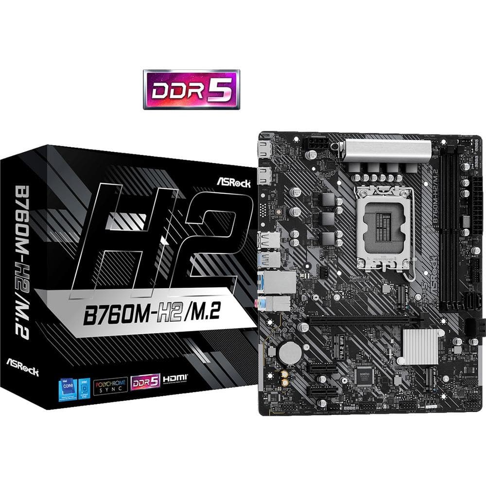 OPENBOX Placa Mãe ASRock B760M-H2/M.2 , Chipset B760 , Intel LGA 1700 , mATX , DDR5
