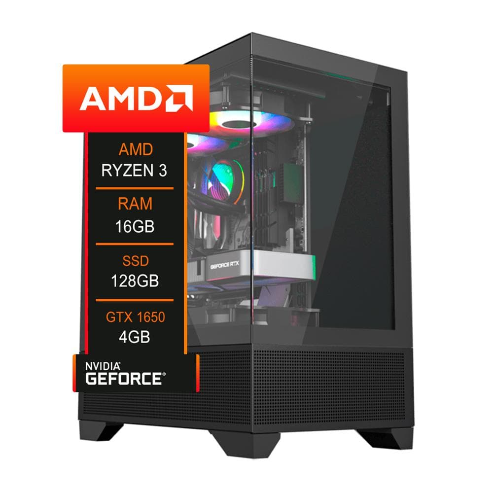PC Gamer AMD Ryzen 3 , GTX1650 4GB , 16GB DDR4 (2x8GB) , SSD 128GB Sata