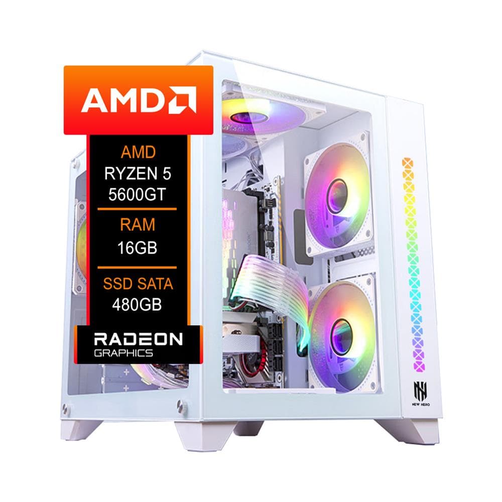 PC Gamer AMD , Ryzen 5 5600GT , Chipset B550M , 16GB , SSD 480GB , Branco