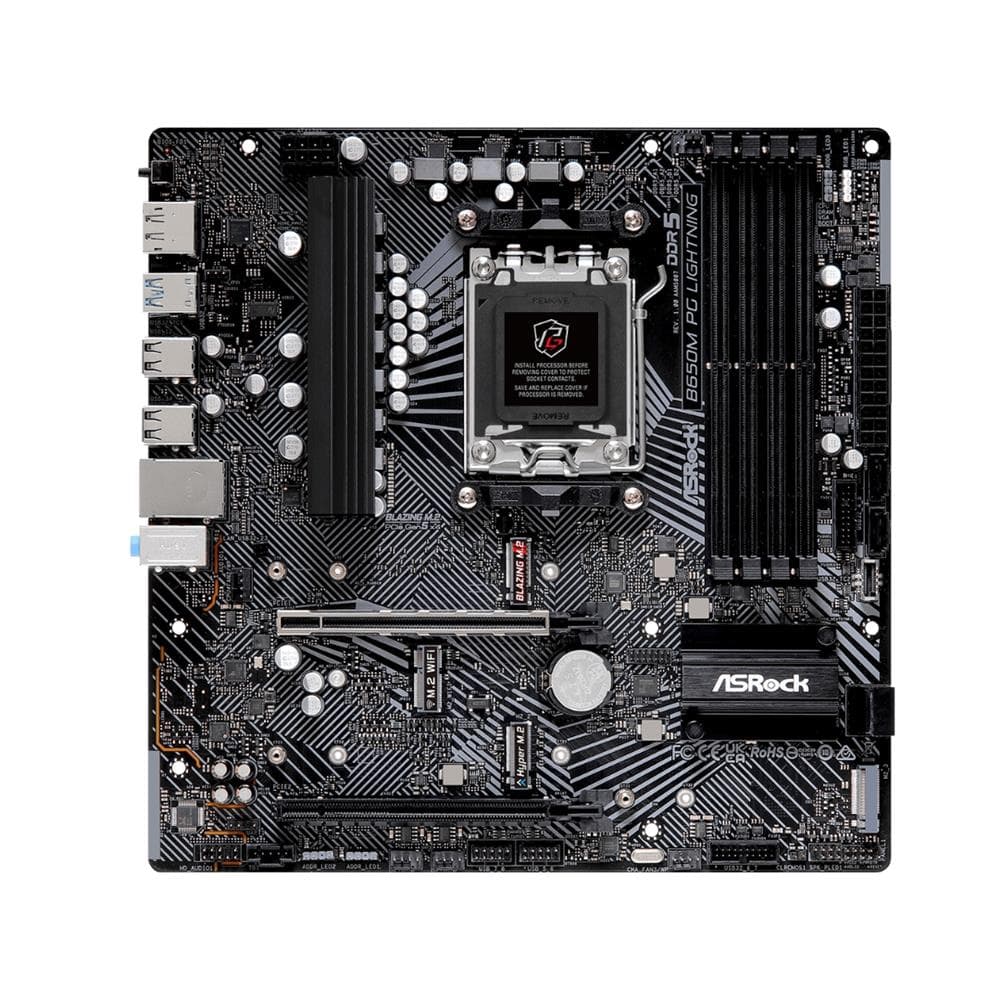 Placa-Mãe ASRock B650M PG Lightning , Ryzen AM5 B650 , Micro ATX , DDR5 , Preto