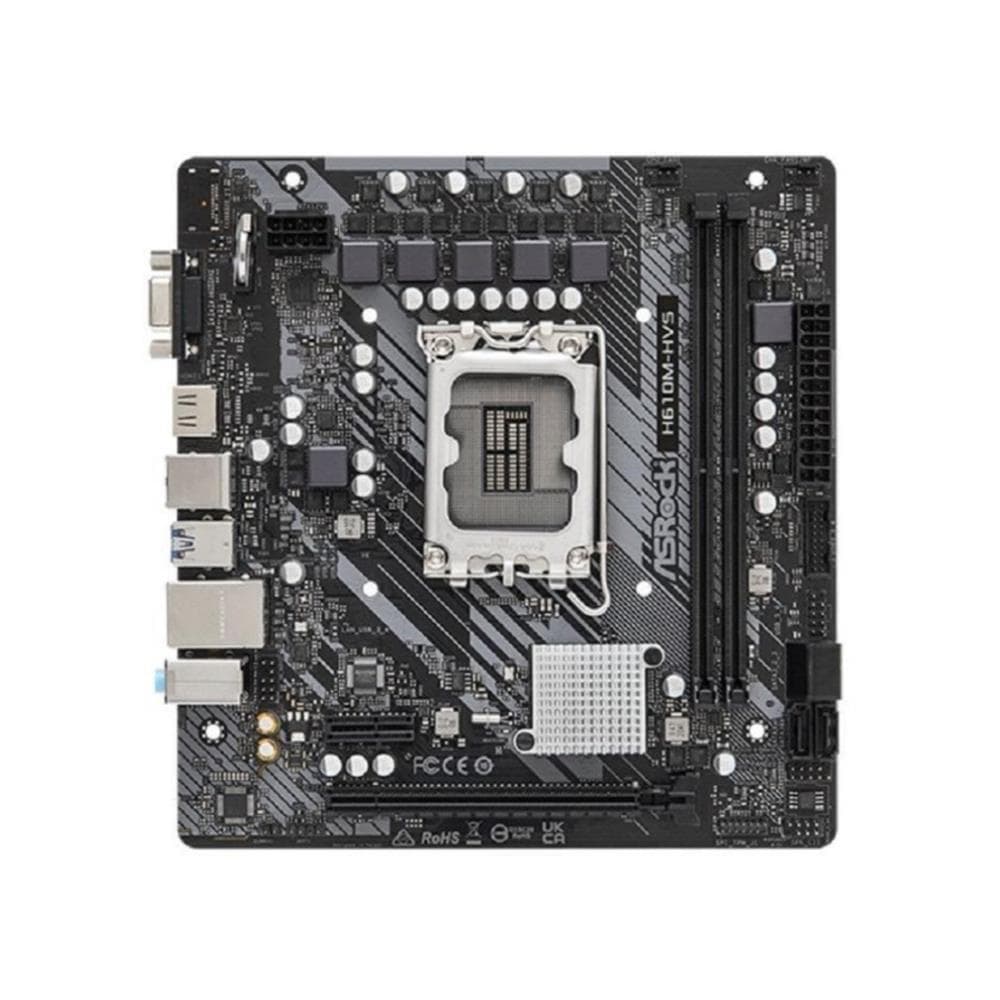 Placa Mãe ASRock H610M-HVS , Chipset H610 , Intel LGA 1700 , mATX , DDR4 , Preto