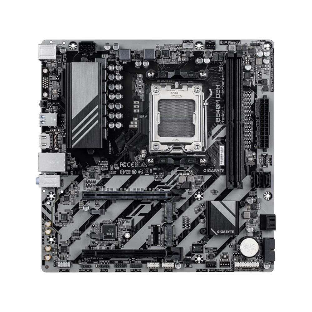 Placa-Mãe GIGABYTE B840M D2H , Chipset B840 , AMD AM5 , MATX , DDR5 , Cinza