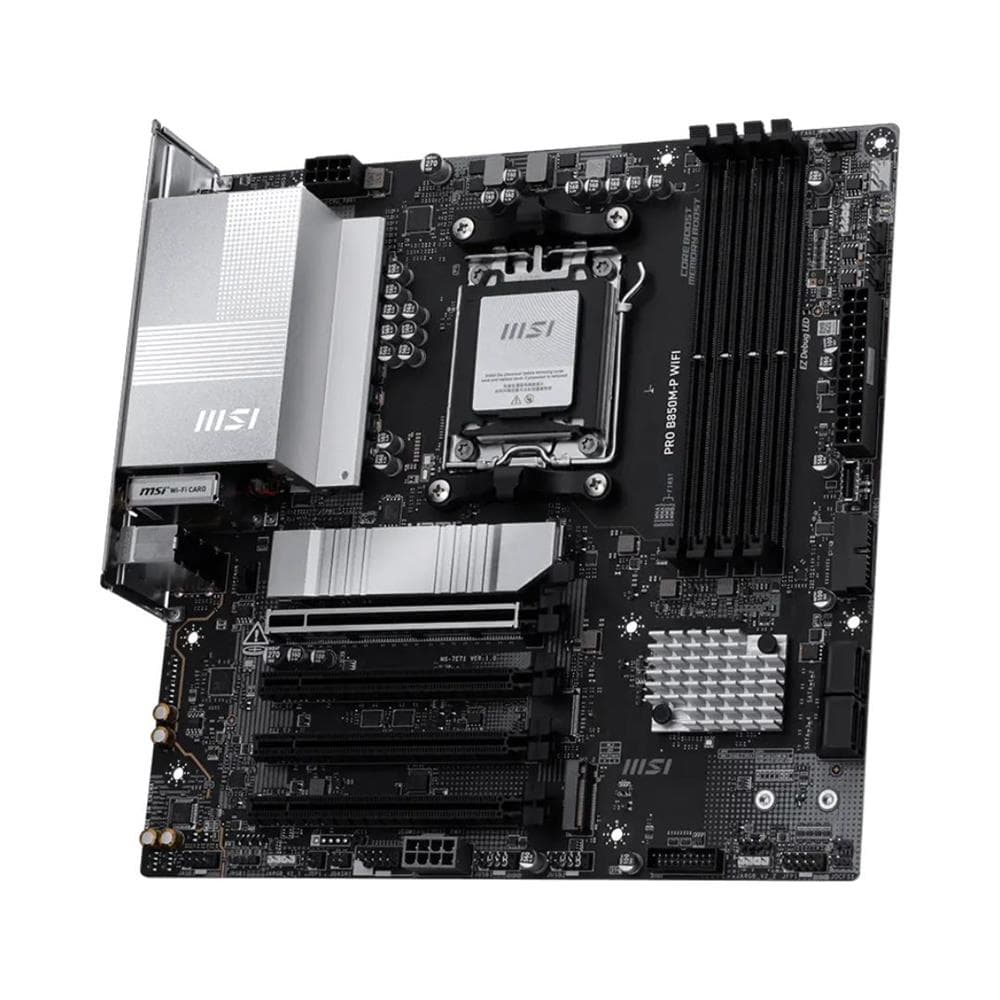Placa-mãe MSI PRO B850M-P WiFi , Chipset AMD B850 , Socket AM5 , DDR5 256GB 8200MT/s , 2× M.2 PCIe 5.0 NVMe , HDMI 4K , DisplayPort , Preto