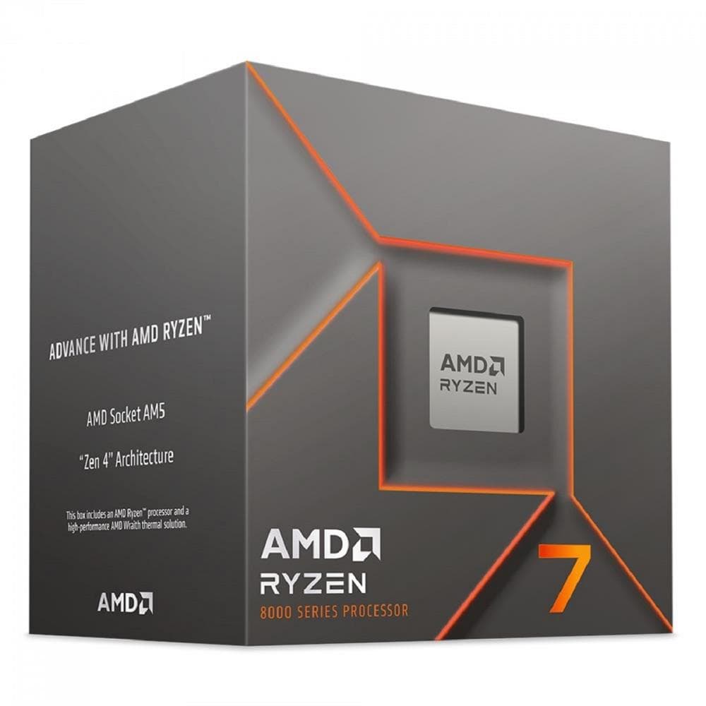Processador AMD Ryzen 7 8700F , 4.1GHz (5.0GHz Turbo) , 8-Cores 16-Threads , AM5 , Com Cooler , 100-100001590BOX