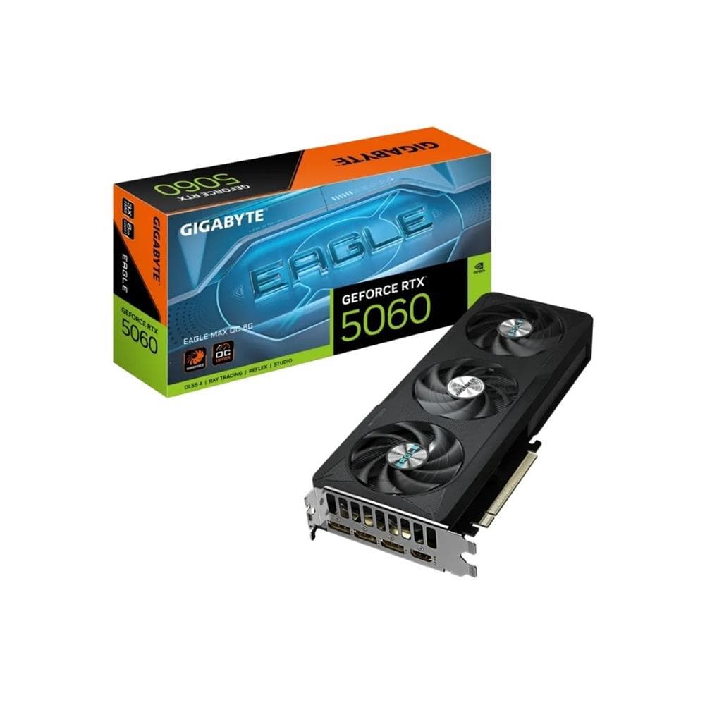 Placa de Vídeo Gigabyte RTX 5060 EAGLE MAX OC 8GB NVIDIA GeForce , 8GB , GDDR7 , 128bit , Triple Fan , Ray Tracing