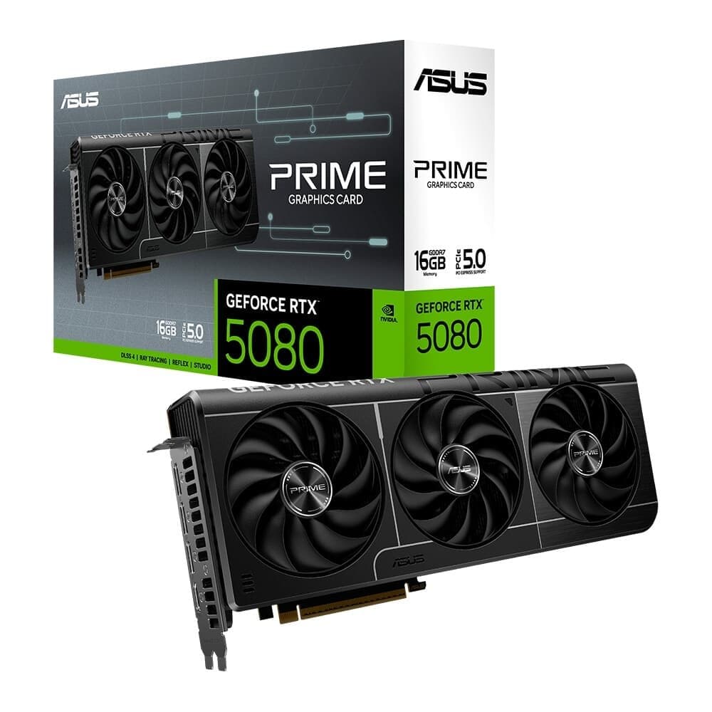 Placa de Vídeo ASUS RTX 5080 PRIME OC 16G NVIDIA GeForce, 16GB, GDDR7, G-Sync, Ray Tracing, DLSS 4, HDR - 90YV0LX0-M0NA00