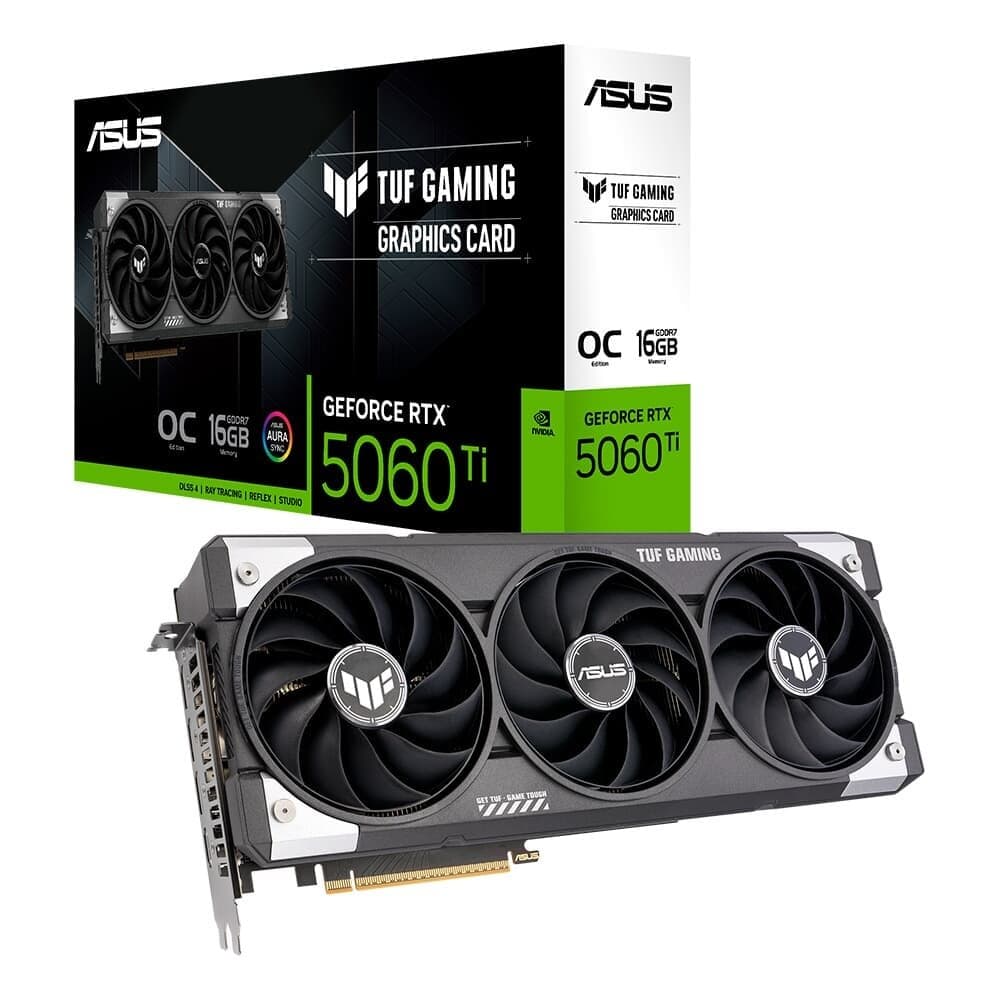 Placa de Vídeo ASUS TUF RTX 5060 TI O16G GAMING NVIDIA GeForce, 16GB GDDR7, 128 bits, DLSS 4, Ray Tracing - 90YV0MG0-M0NA00