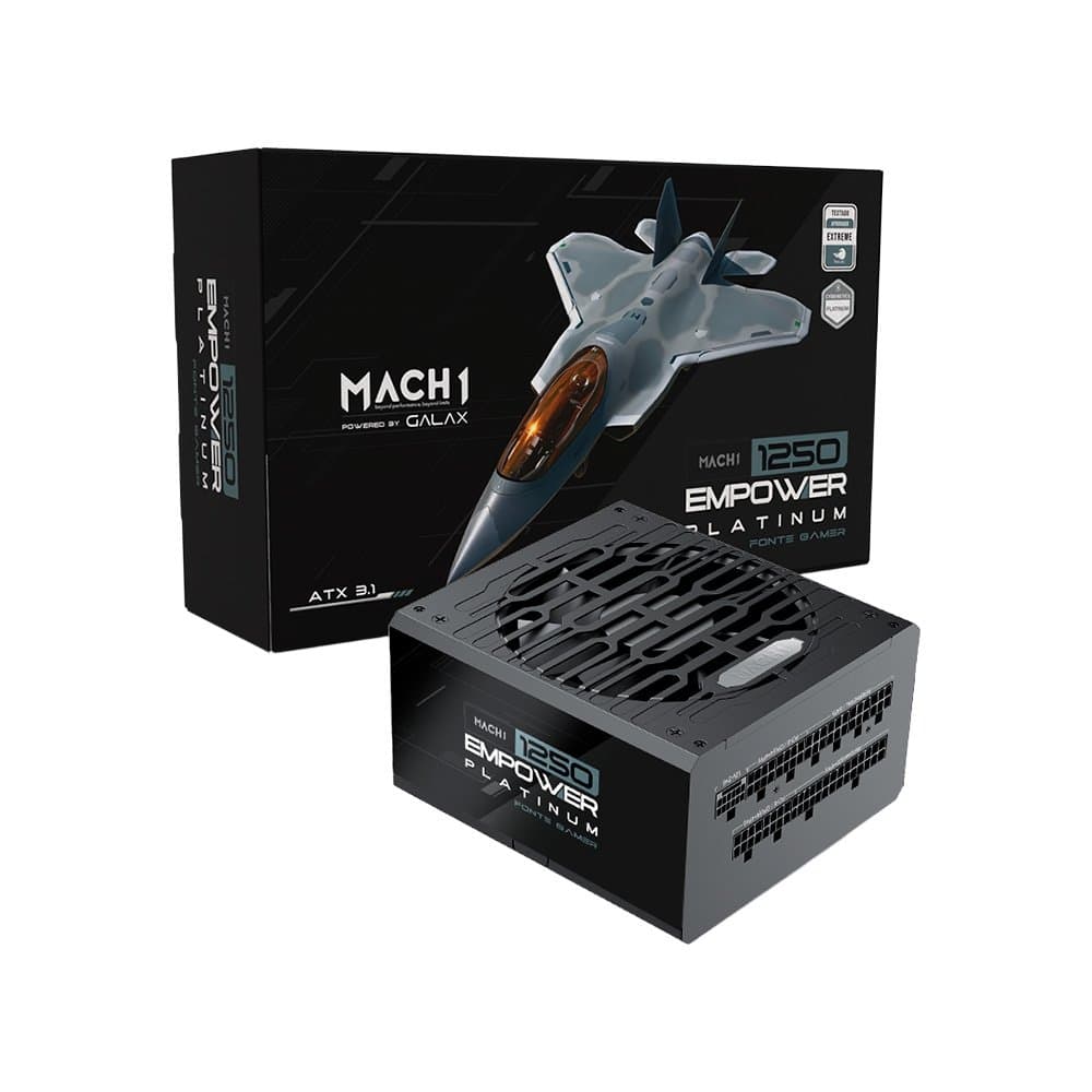 Fonte MACH1 EMPOWER, 1250W, Cybenetics Platinum, Modular, PFC Ativo, Preto - 1250EMPOWER