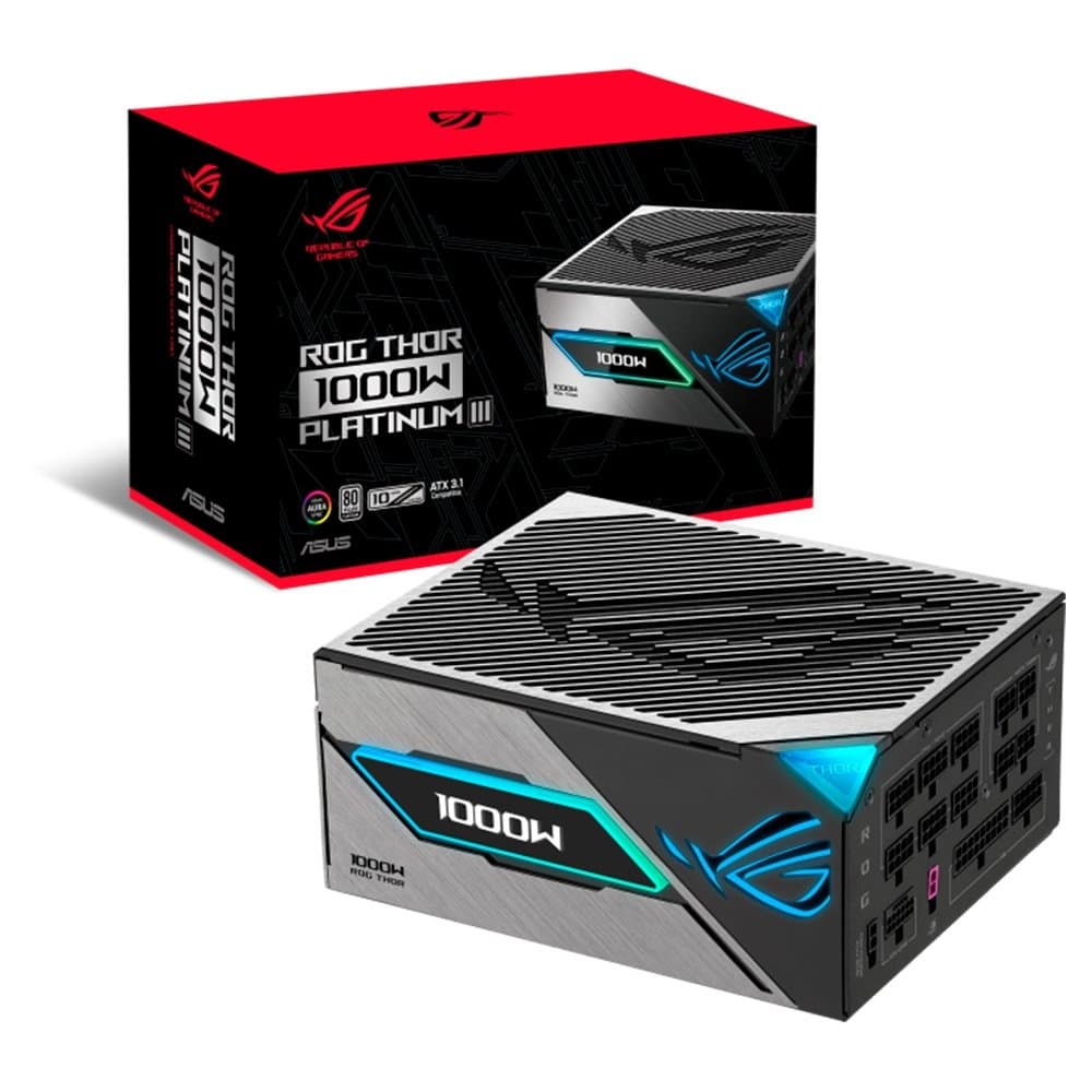Fonte ASUS ROG Thor III, 1000W, 80 Plus Platinum, Modular, PFC Ativo, RGB, Preta - 90YE00V3-B0NA00