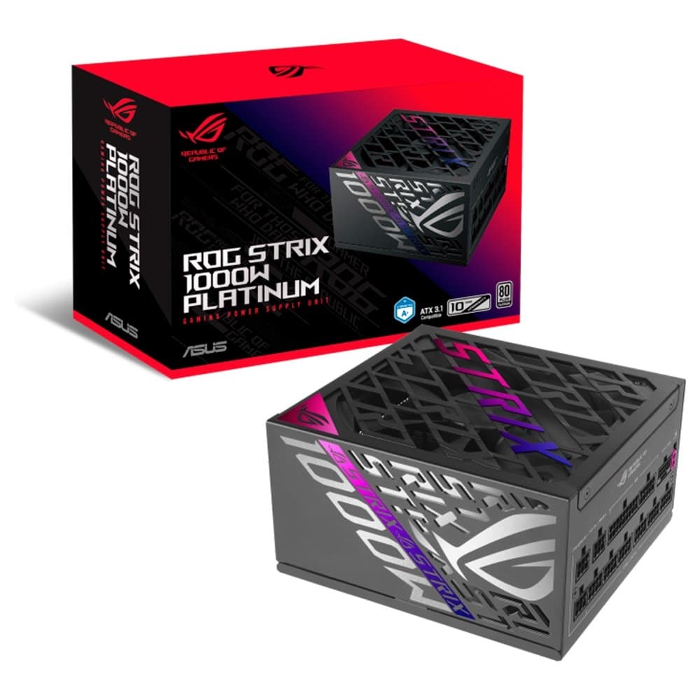 Fonte ASUS ROG Strix, 1000W, 80 Plus Platinum, Modular, PFC Ativo, Preta - 90YE00W1-B0NA00