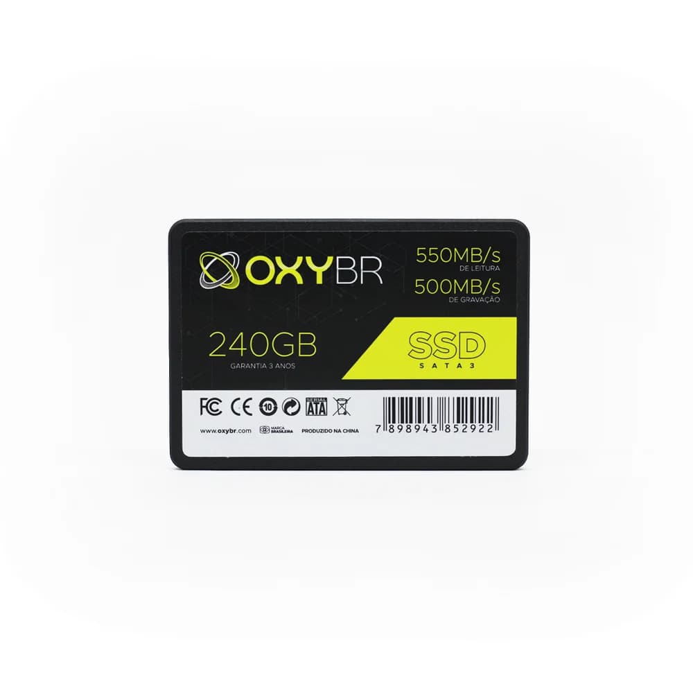 SSD Oxy 240GB, SATA3, LEITURA 550 MB/S, GRAVAÇÃO 350 MB/S