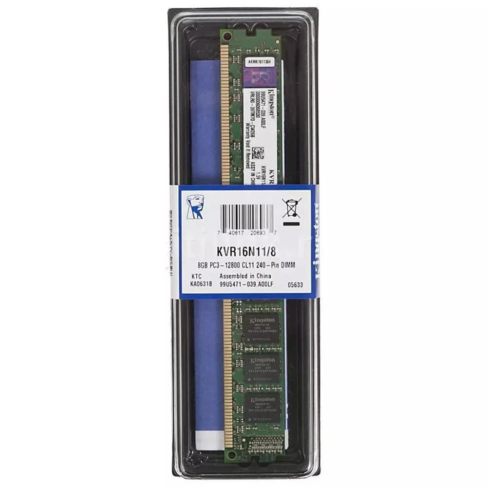 Memória Kingston UDIMM, 8GB, 1600MHz, DDR3, Para Desktop KVR16N11/8