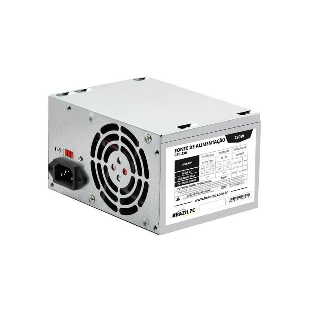 Fonte Brazilpc ATX, 230W Real, Bpc-230v1.2, O&m C/cabo