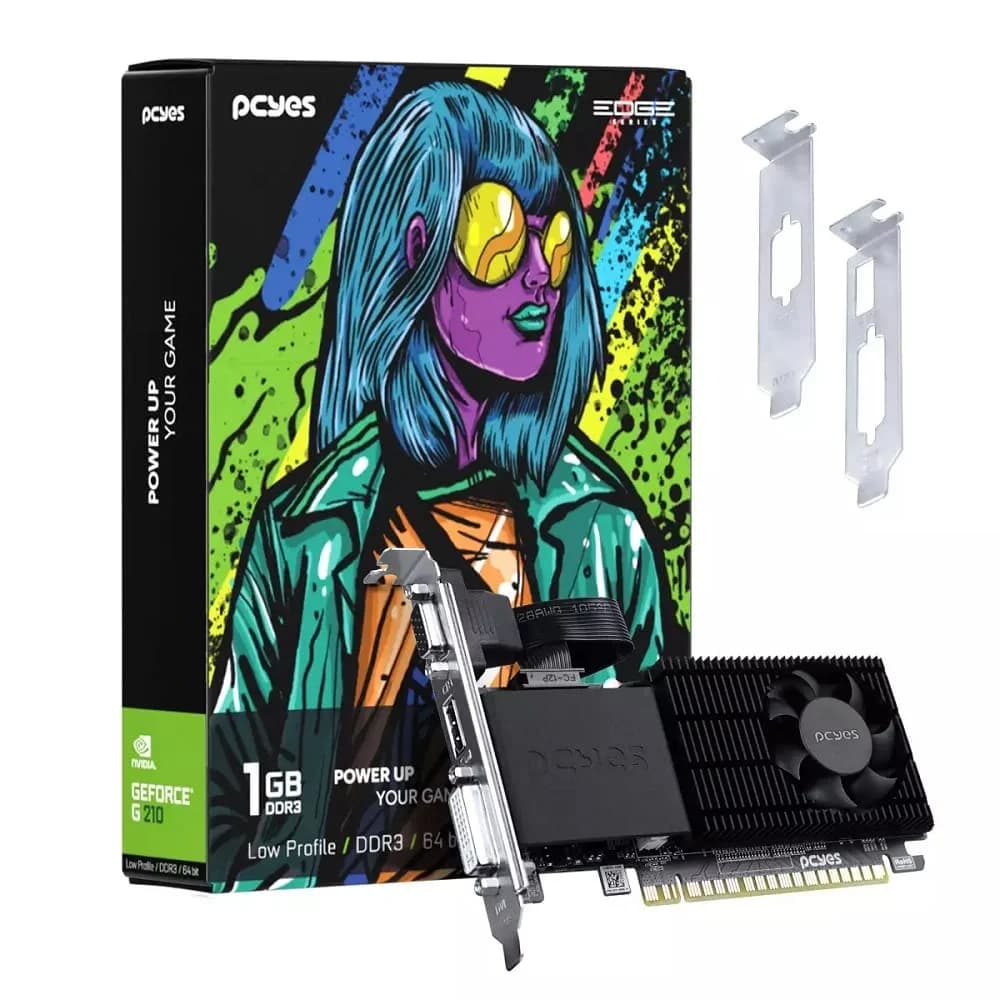 Placa De Vídeo Geforce G 210 PCyes Nvidia 1gb Ddr3 64 Bits - Ppe210dr3sfbr