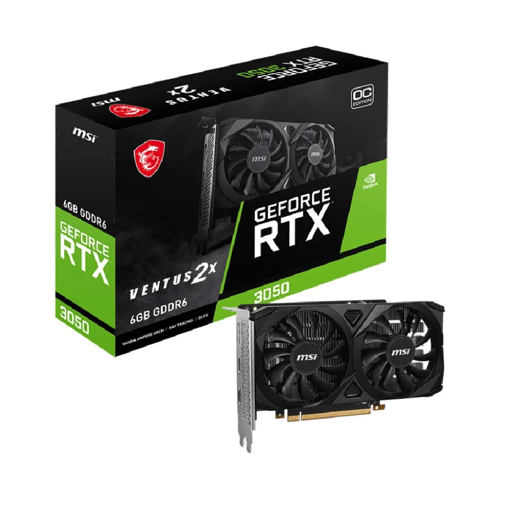 Placa de Vídeo MSI RTX 3050 Ventus 2X OC, 6GB RAM, GDDR6, 96 Bits - 912-V812-016