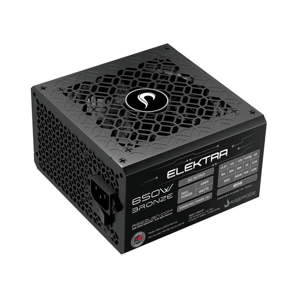 Fonte Gamer Rise Mode Elektra, 650W, Bronze, Full Modular, PFC Ativo, Preto - RM-PSU-ELKM-650-B