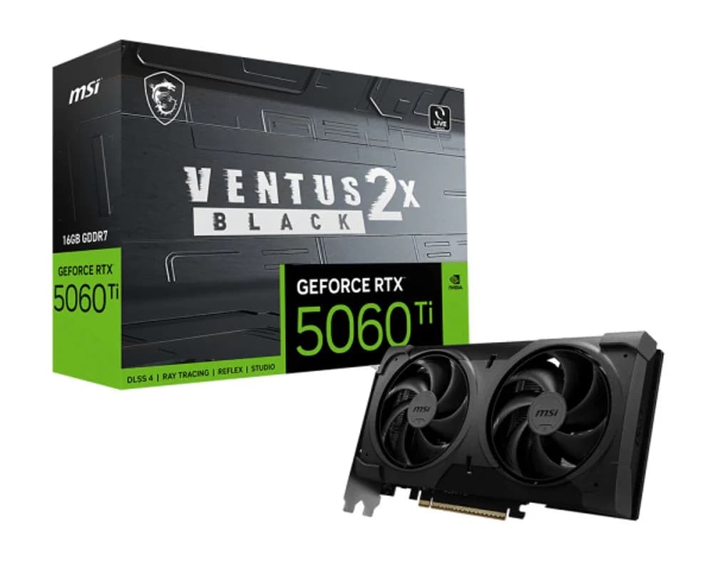 Placa De Vídeo Nvidia Geforce Msi RTX5060ti Ventus Oc Black Plus 2x 16gb - 128 Bits - HDMI/3x Dp - 912-v535