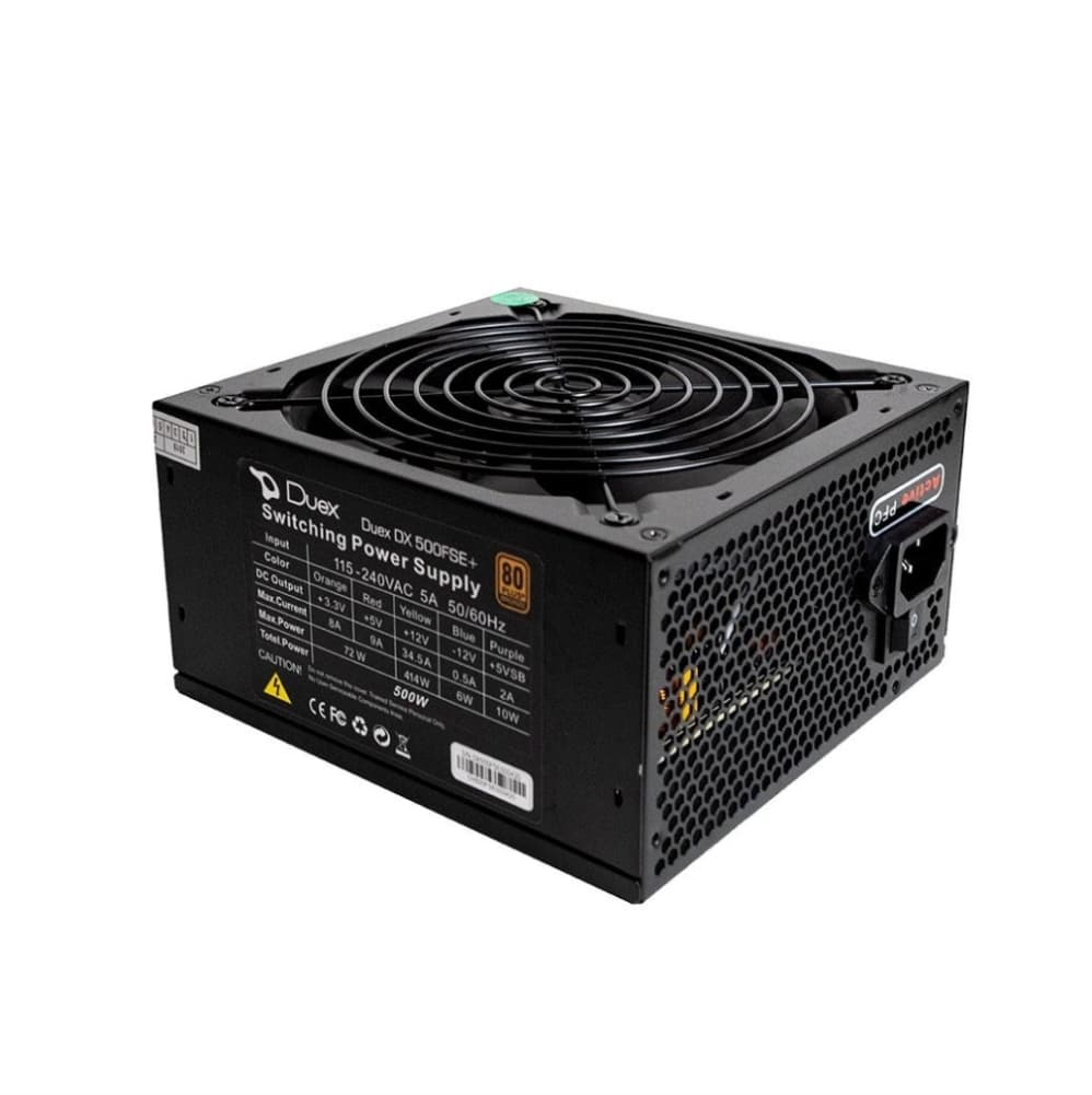 FONTE 500W 80 PLUS BRONZE DUEX DX 500FSE+, ATX, BLACK - DX 500FSE+