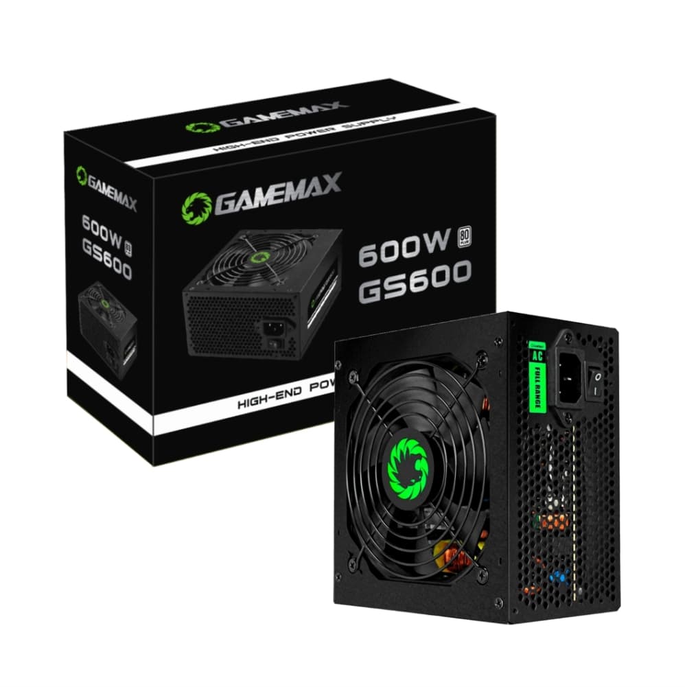 FONTE 600W 80 PLUS WHITE GAMEMAX GS600, ATX 2.3, BLACK - GS600