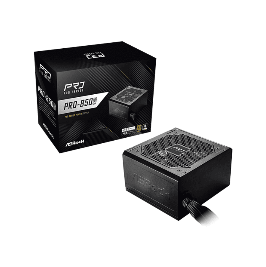 FONTE 850W 80 PLUS GOLD ASROCK PRO-850G, ATX 3.1, BLACK - PRO-850G