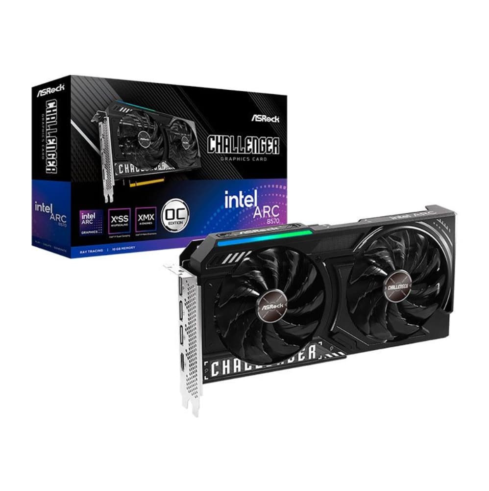 GPU ASROCK INTEL ARC B570 10G CHALLENGER OC, GDDR6, 160-BITS, 3X DP / 1X HDMI, BLACK - B570 CL 10GO
