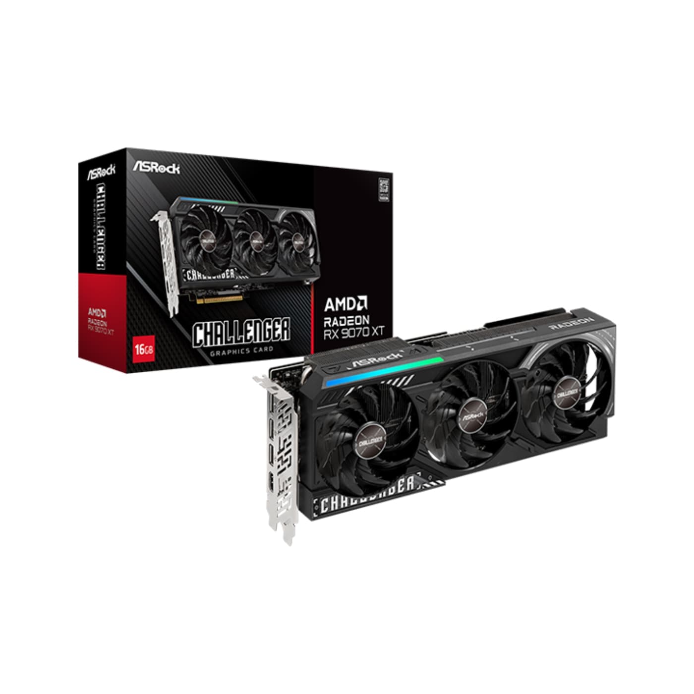 GPU ASROCK RX 9070 XT 16GB CHALLENGER, GDDR6, 256-BITS, 3X DP / 1X HDMI - RX9070XT CL 16G