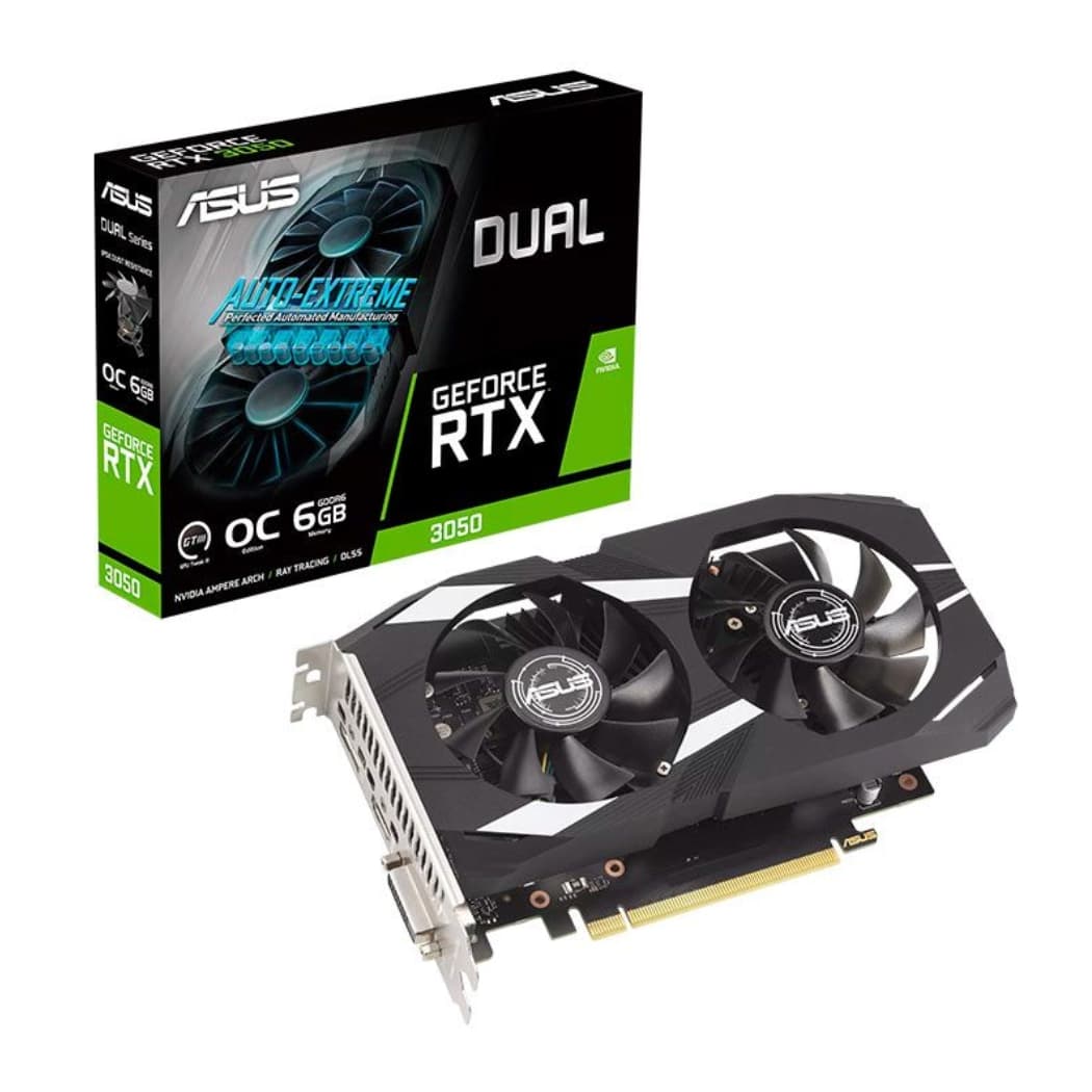 GPU ASUS RTX 3050 6GB DUAL OC EDITION, GDDR6, 96-BITS, 1X DP / 1X HDMI / 1X DVI - DUAL-RTX3050-O6G